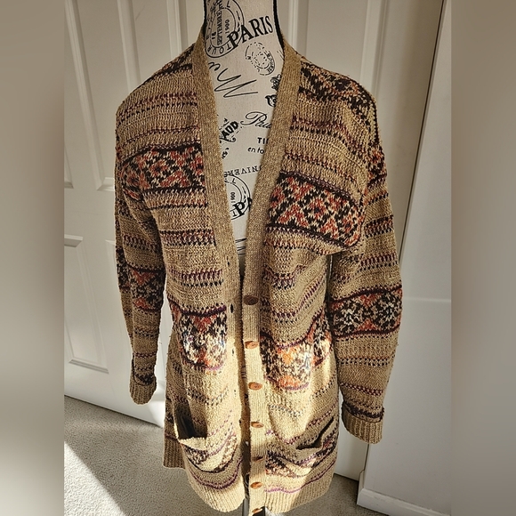 Ralph Lauren Sweaters - SOLD Vintage Ralph Lauren Hand Knit Cardigan SZ M Silk Linen
